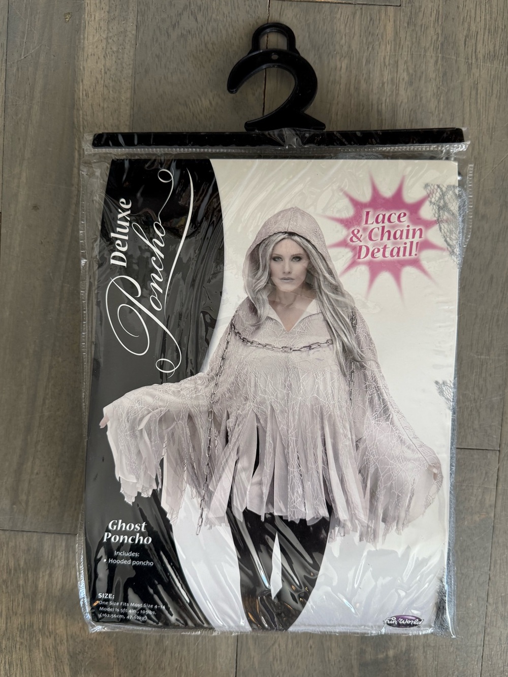 Deluxe Ghost Poncho Hooded Costume - Light Gray